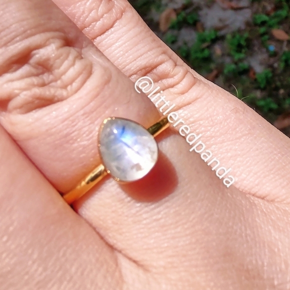 Genuine Moonstone teardrop GP ring - Picture 6 of 7